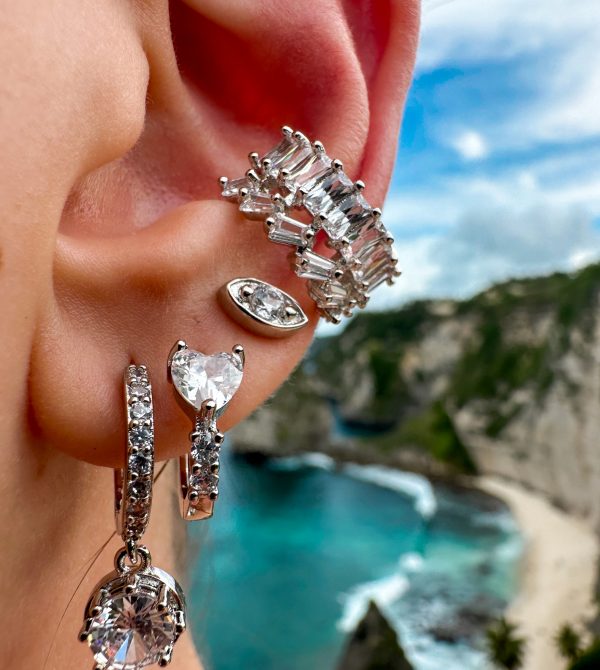 Marquise Crystal Silver Ear Cuffs